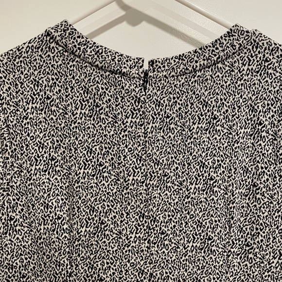 NWT LOFT Leopard Jacquard Midi Dress with slit Size 10 Petite Black White - Picture 14 of 15